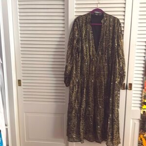 Embellished black and gold maxi dress